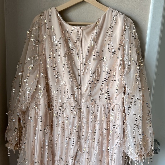 NWOT Pink Sequin Plus Size Long Sleeve Formal Gown - Picture 6 of 10
